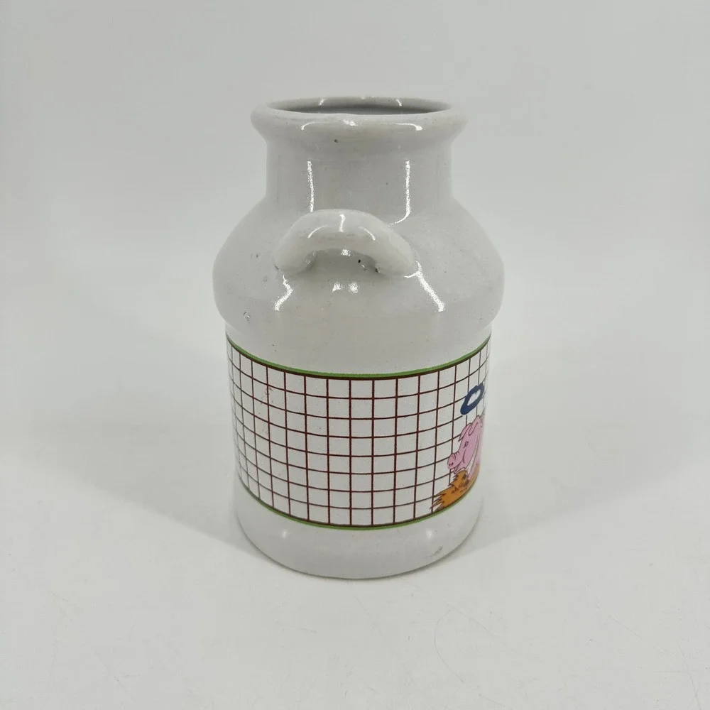Nevco Vintage Pig Ceramic Milk Can Crock White Farmhouse‎ Decor Small Jug